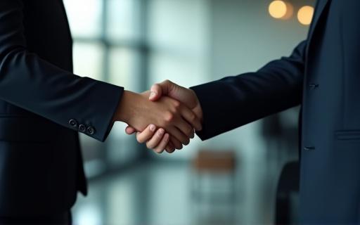 Handslag mellan två professionella personer.